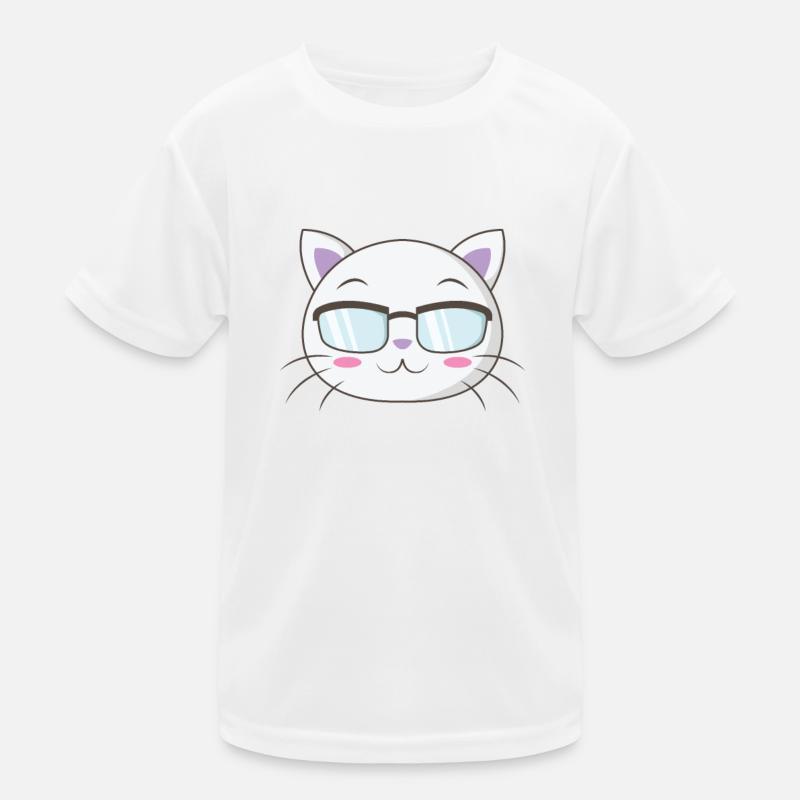 Chat de nerd avec des lunettes de nerd T-shirt sport Enfant