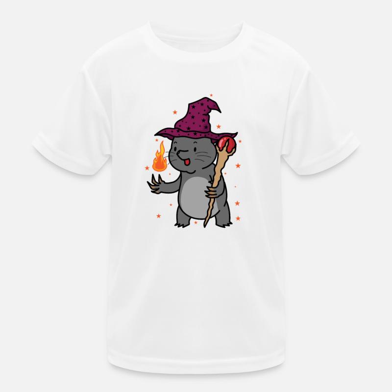 Mole as a wizard animal mound of earth Kids Functional T-Shirt