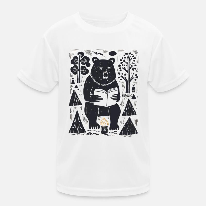 Ein Bär liest ein Buch im Wald Kinder Funktions-T-Shirt