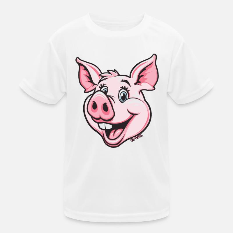 Funny happy pink pig Kids Functional T-Shirt
