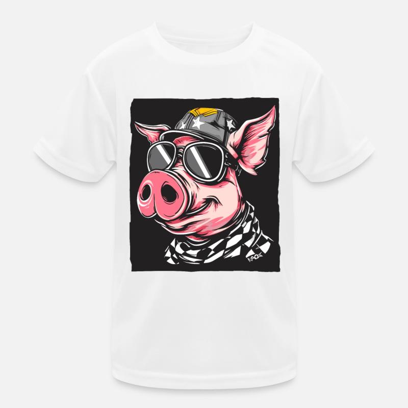 Drapeau à damier Fan de course cochon T-shirt sport Enfant