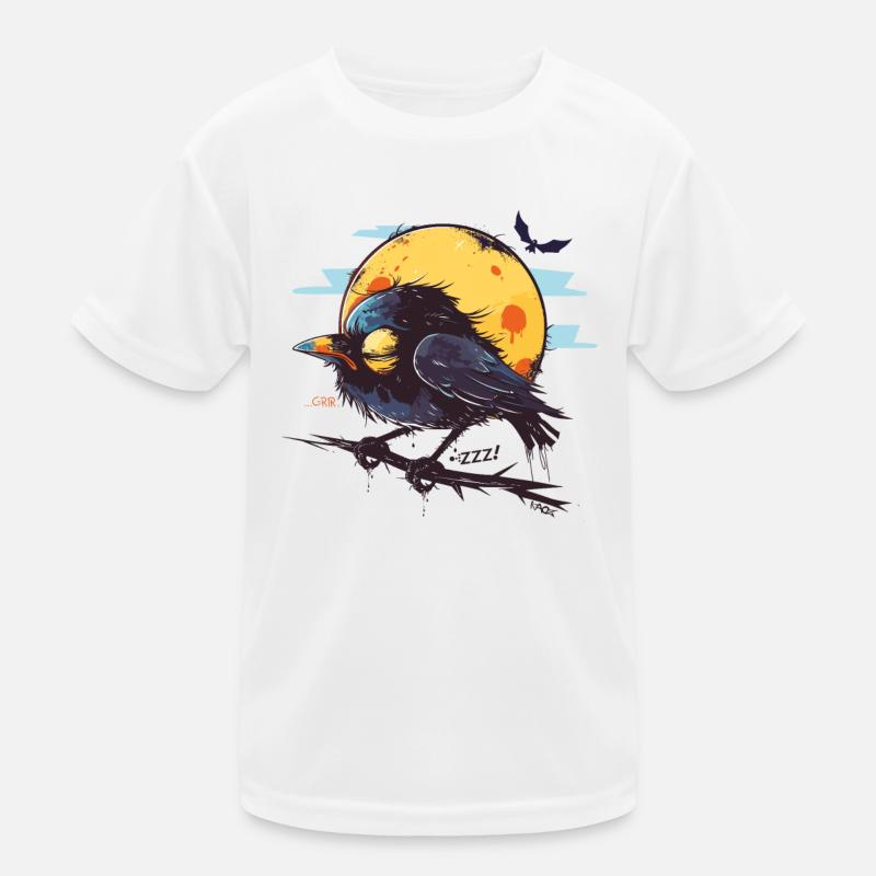Petit oiseau mignon fatigué et pleine lune T-shirt sport Enfant