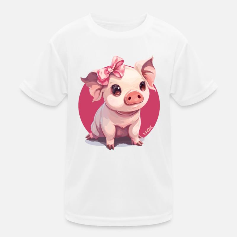 Petit cochon mignon avec nœud T-shirt sport Enfant