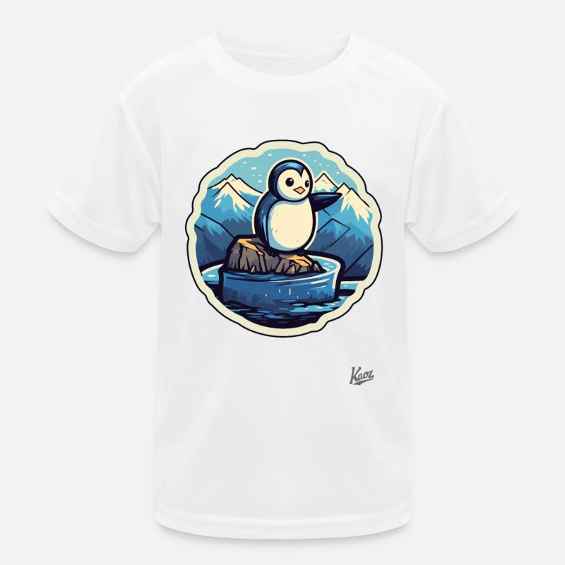 Niedlicher kleiner Pinguin auf einer Eisscholle Kinder Funktions-T-Shirt