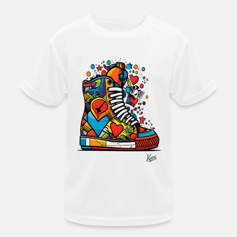 Funky Graffiti : Baskets colorées avec des cœurs T-shirt sport Enfant