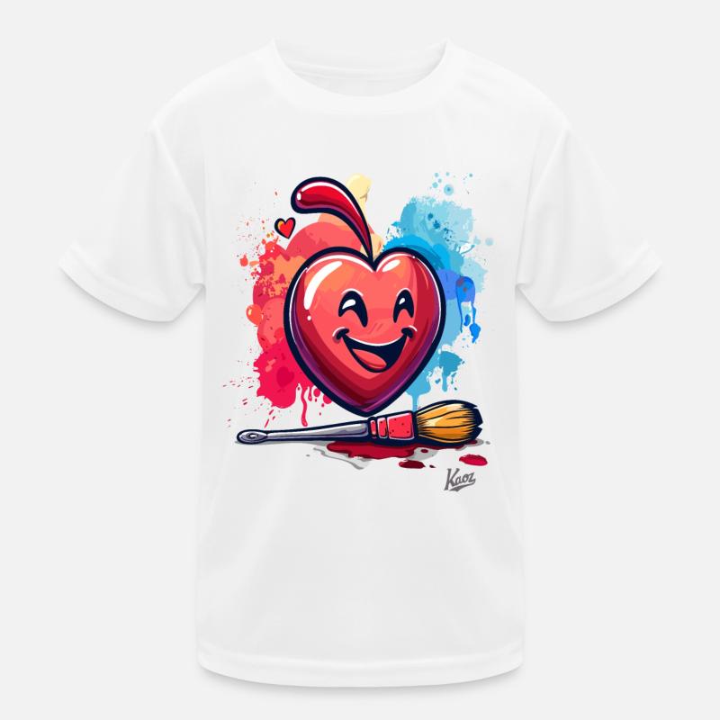 Ein Pinsel, ein Lächeln und ein Herz für die Kunst Kinder Funktions-T-Shirt