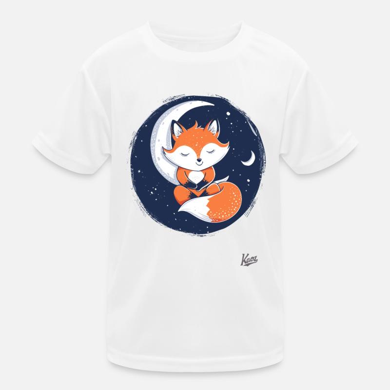 Süßer kleiner Fuchs schläft auf dem Mond Kinder Funktions-T-Shirt