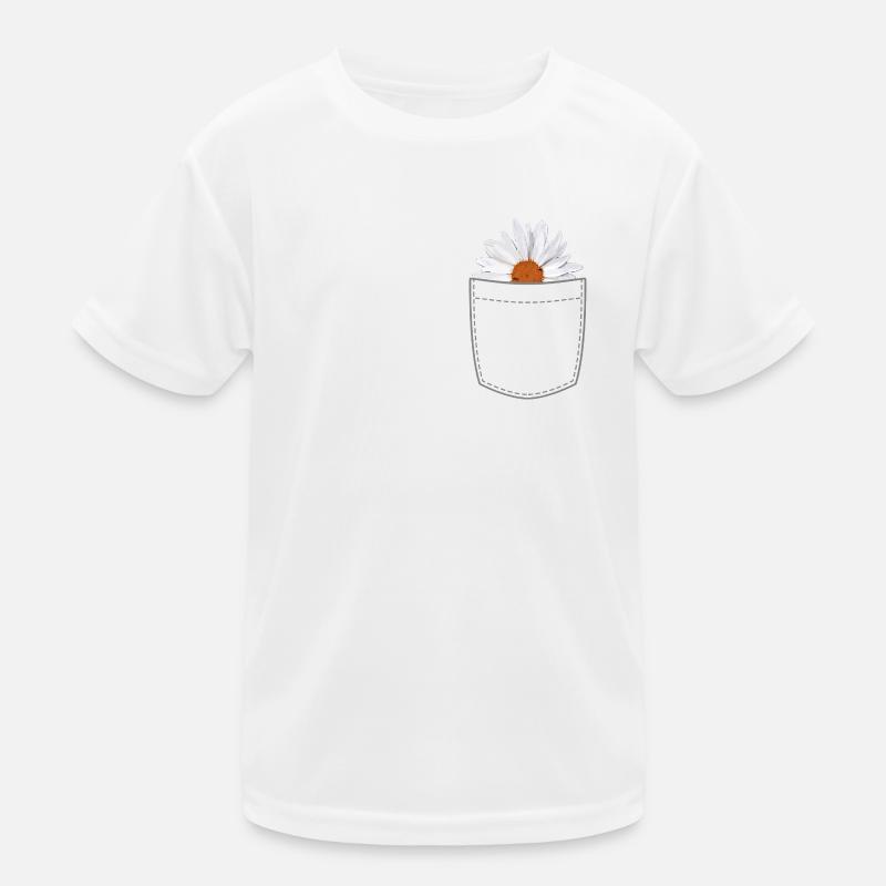 Poche poitrine avec fleur blanche T-shirt sport Enfant