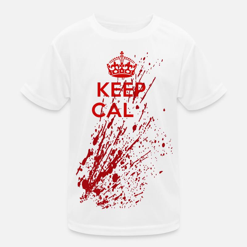 Keep Calm Splatter – Blutiger Horror Spruch - Kinder Funktions-T-Shirt - Weiß