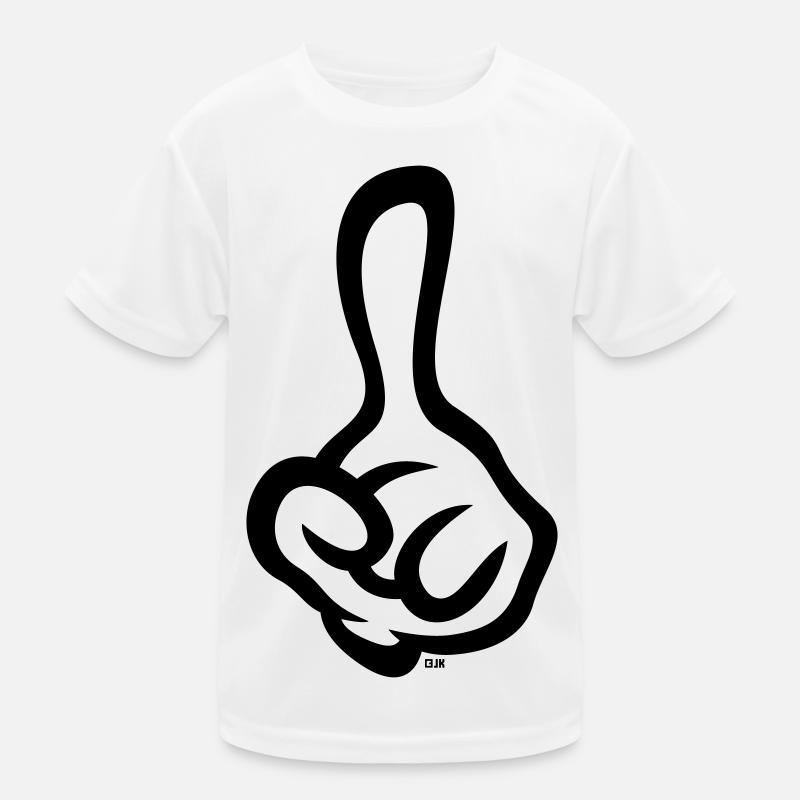 Raised index finger (finger / left hand / 1C) Kids Functional T-Shirt
