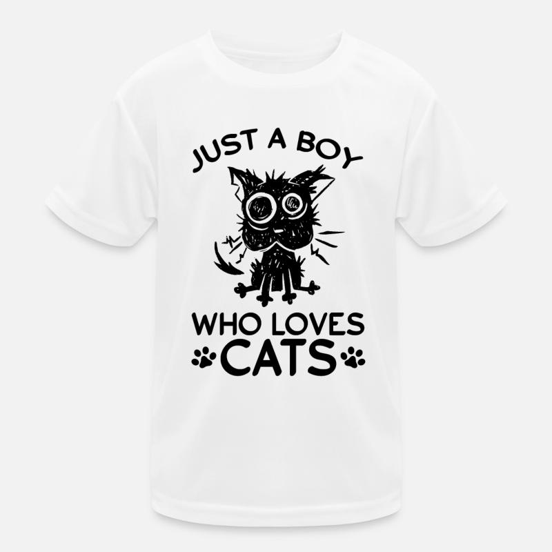 Nur ein Junge, der Katzen liebt Kinder Funktions-T-Shirt