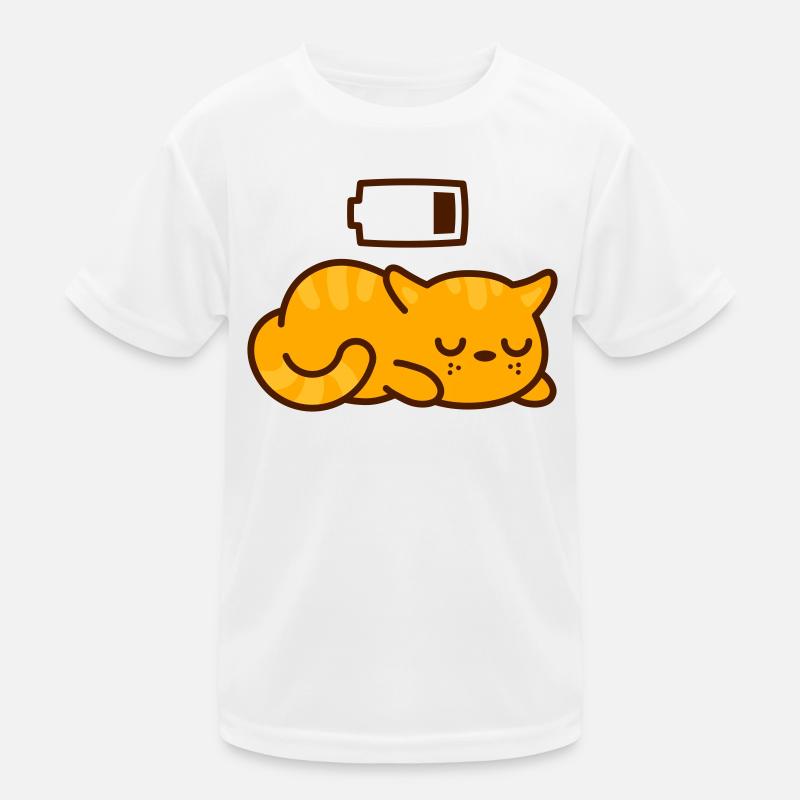 Sleepy Kitty cat, Empty Battery (Color Changeable) Kids Functional T-Shirt