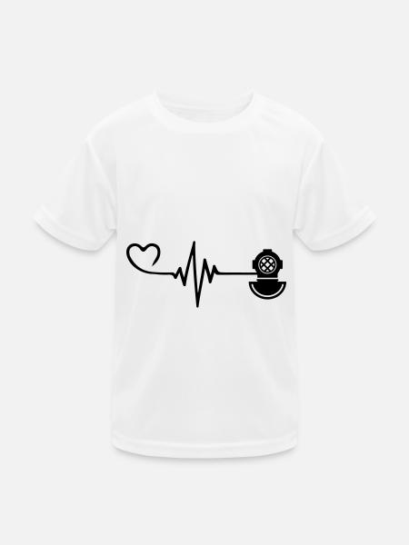 Apnoe Tauchen Puls Herz - Kinder Funktions-T-Shirt - Weiß - Vorne
