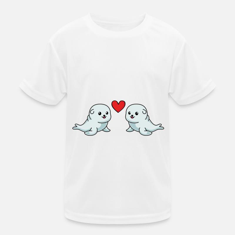 Robbe Tier Paar Liebe Kinder Funktions-T-Shirt