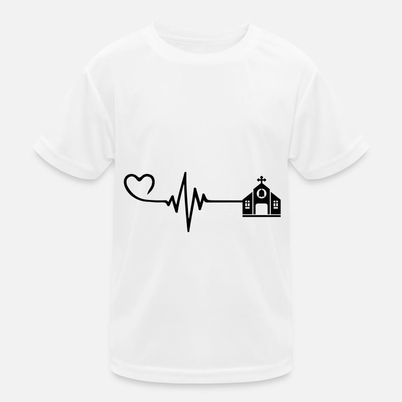 Kirche Puls Herz Liebe Glaube Kinder Funktions-T-Shirt