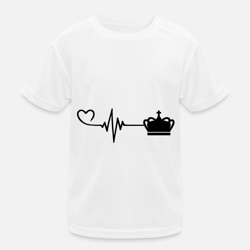 Krone Puls Herz Symbol - Kinder Funktions-T-Shirt - Weiß