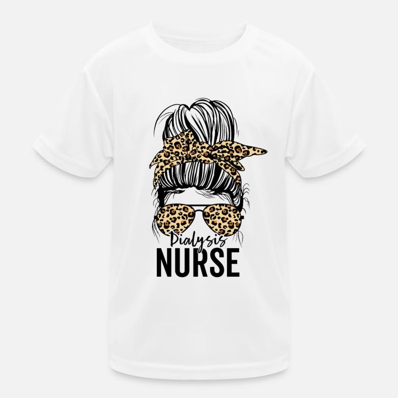 Lustige Dialysekrankenschwester Nephrologie Unordentliches Brötchen Kinder Funktions-T-Shirt
