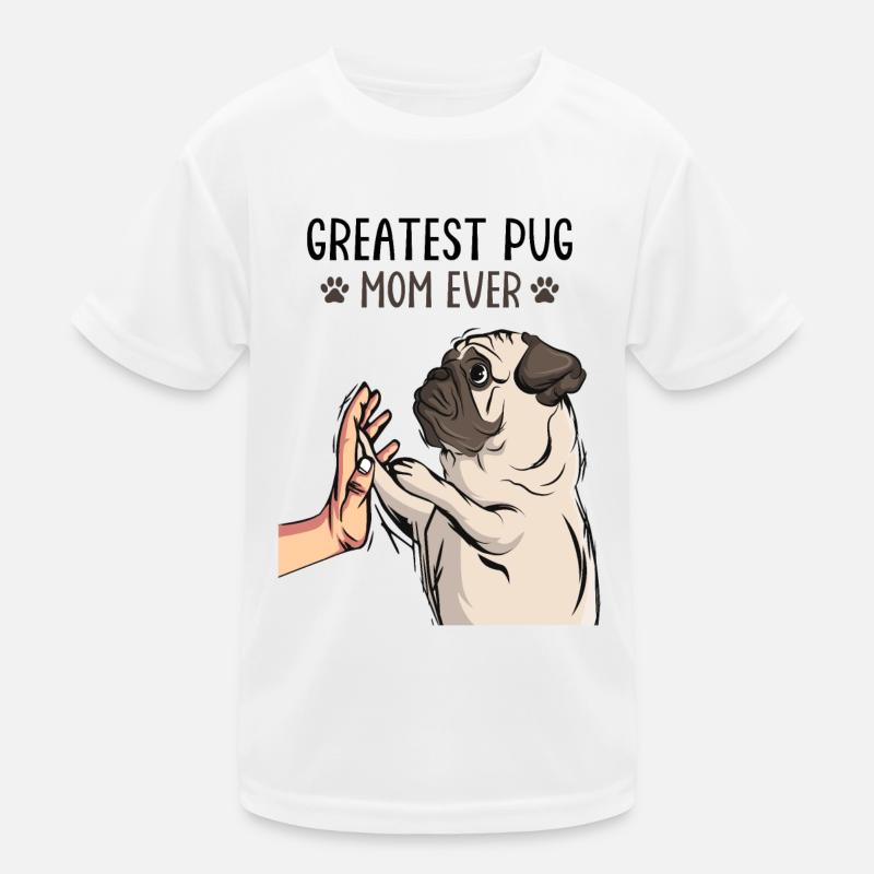 Mops Mama Hunde Frauchen Geschenk Kinder Funktions-T-Shirt