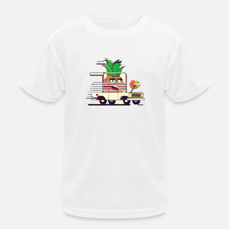 Car driving funky pineapple Kids Functional T-Shirt