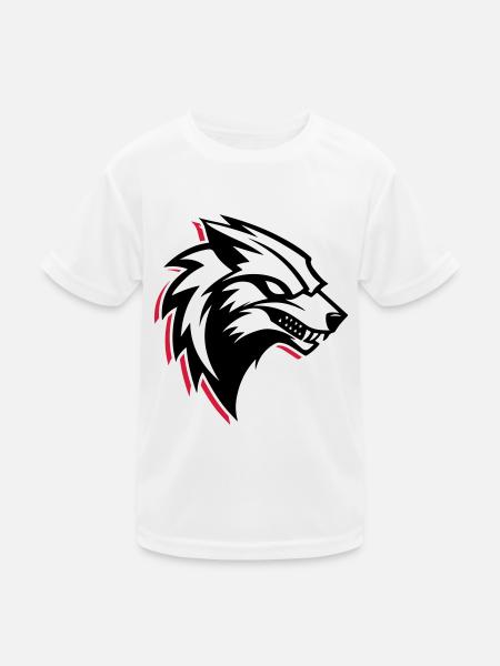 Wolf Logo - Kinder Funktions-T-Shirt - Weiß - Vorne