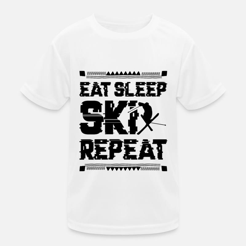 Eat Sleep Ski Repeat Kinder Funktions-T-Shirt