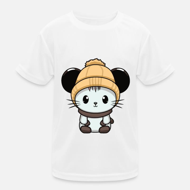 Maus Winter Tier Niedlich Comic - Kinder Funktions-T-Shirt - Weiß