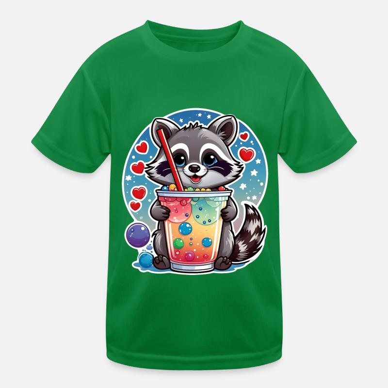 kleiner süßer Waschbär mit Limonade und Strohhalm Kinder Funktions-T-Shirt