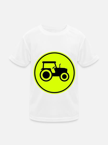 Tractor icon silhouette - Kids Functional T-Shirt - white - Front