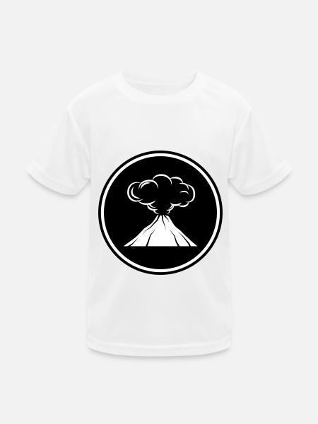 Vulkan icon symbol - Kinder Funktions-T-Shirt - Weiß - Vorne
