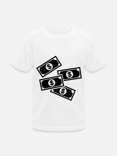 Cash Money Symbol - Kinder Funktions-T-Shirt - Weiß - Vorne