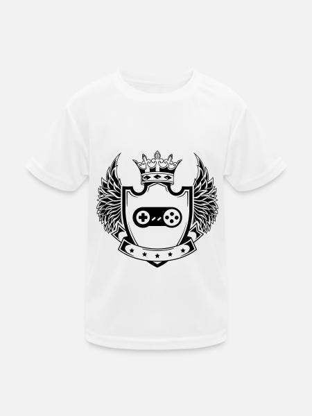 Gamepad Wappen Gamer - Kinder Funktions-T-Shirt - Weiß - Vorne
