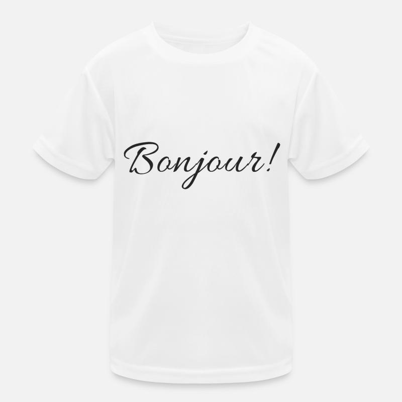 Conception de texte Bonjour - T-shirt sport Enfant - blanc