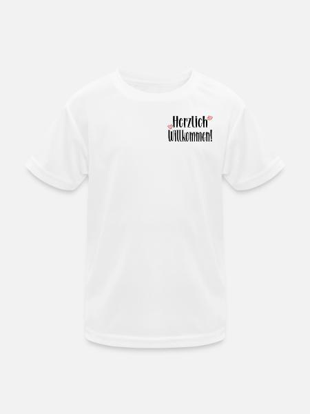 Herzlich Willkommen Sprüche - Geschenke - Kinder Funktions-T-Shirt - Weiß - Vorne