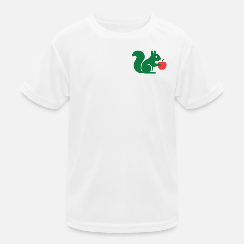 Green Squirrel with Apple Kids Functional T-Shirt