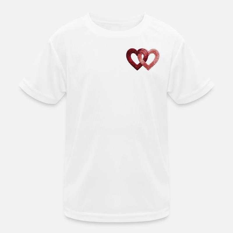 Two Valentine's Day Hearts Embroidered Look (Printed) Kids Functional T-Shirt