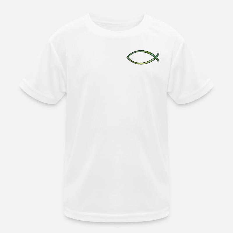 Ichtus fish (diamond, green) Kids Functional T-Shirt