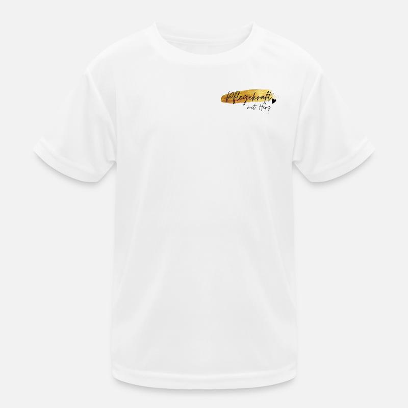 Pflegekraft mit Herz Goldschrift Geschenk Jubiläum Kinder Funktions-T-Shirt