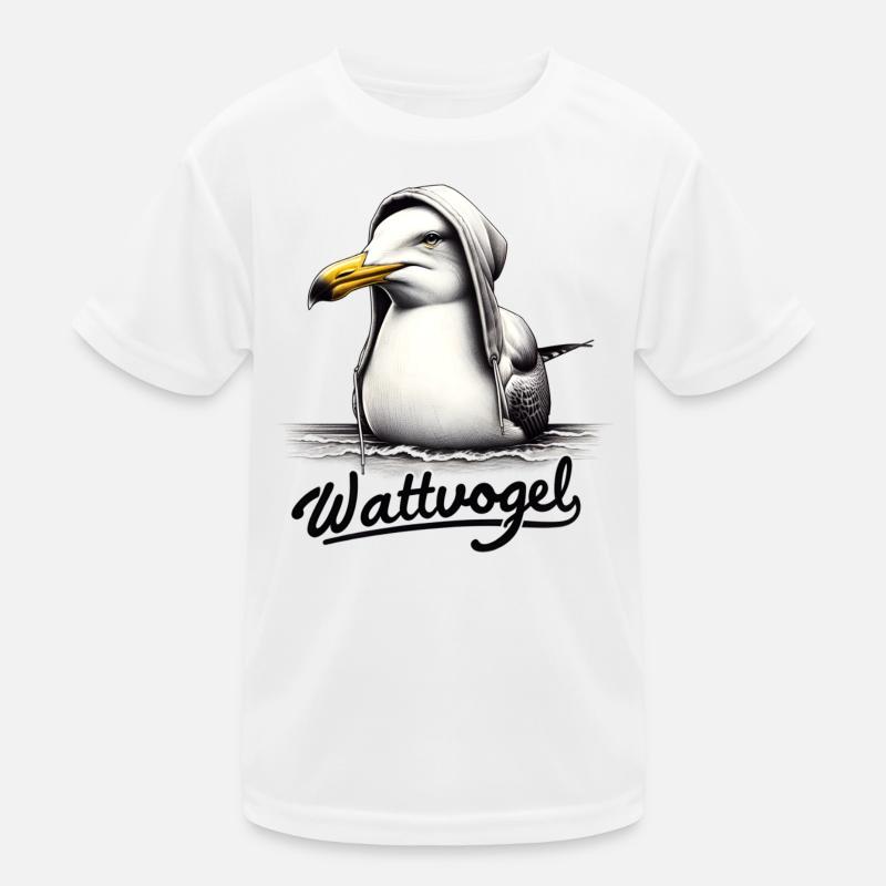 Wattvogel Coole Möwe mit Kapuze Kinder Funktions-T-Shirt