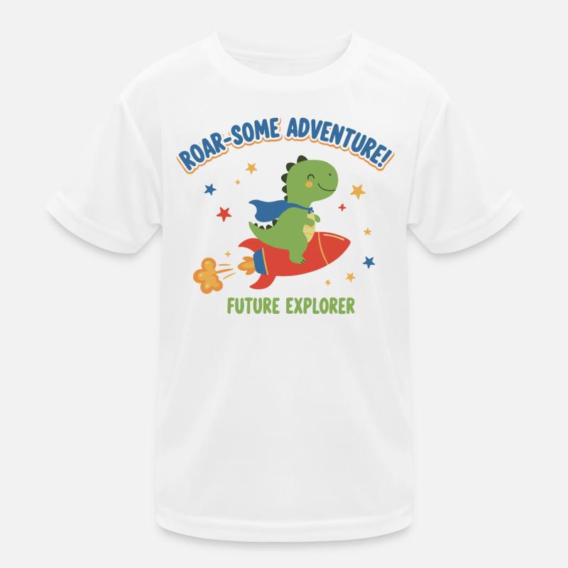 Dino on rocket adventure Kids Functional T-Shirt