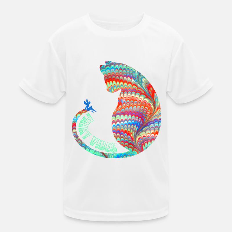 katze mit fee e 72 - Kinder Funktions-T-Shirt - Weiß