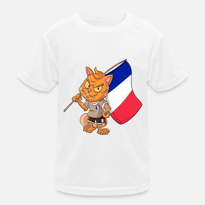 Frankreich Fan Katze Kinder Funktions-T-Shirt