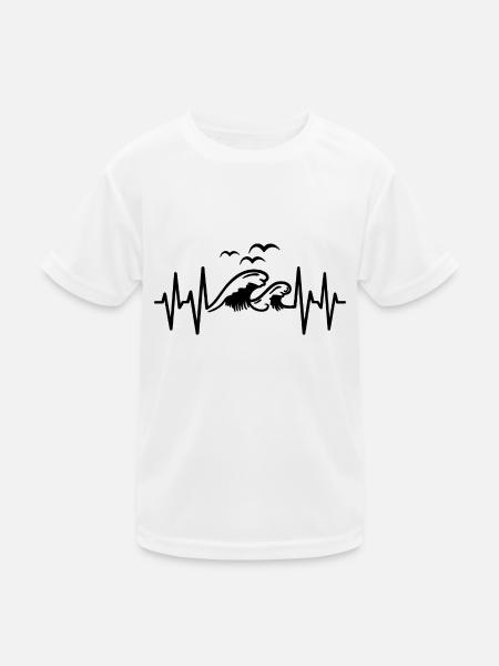 Wellen Küsten Herzschlag Meer - Kinder Funktions-T-Shirt - Weiß