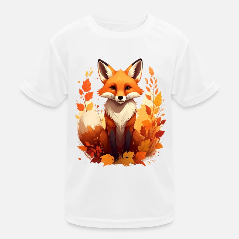 Fuch im Herbst - Kinder Funktions-T-Shirt - Weiß