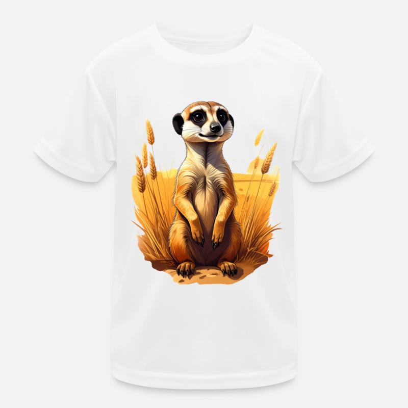 Ein Erdmännchen in der Savanne - Kinder Funktions-T-Shirt - Weiß