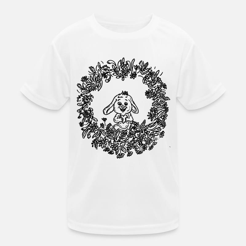 Easter bunny in the Easter wreath - Kids Functional T-Shirt - white