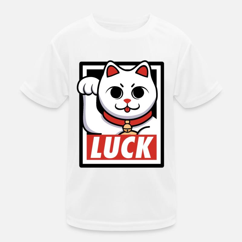 Glück Katze Kinder Funktions-T-Shirt