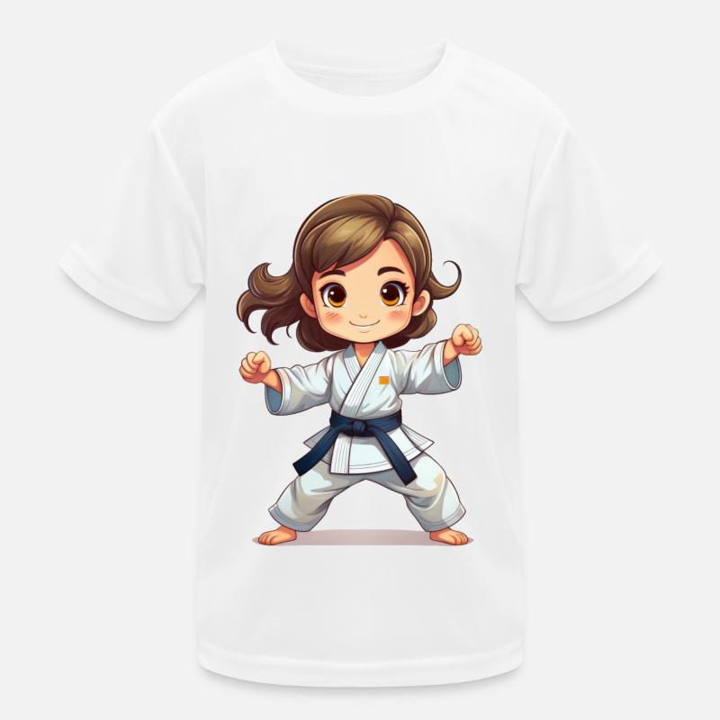 Mädchen, das Karate oder Judo macht Kinder Funktions-T-Shirt
