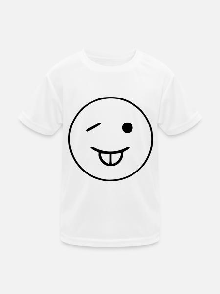 Emoji sketch teeth black - Kids Functional T-Shirt - white - Front