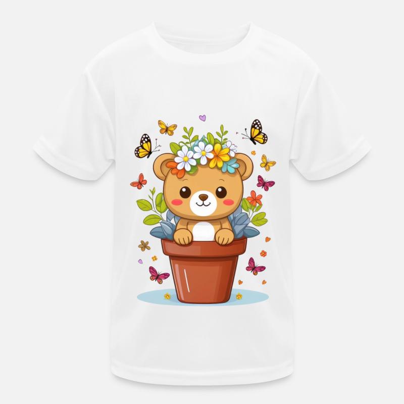 Ours en peluche mignon dans un pot de fleurs T-shirt sport Enfant
