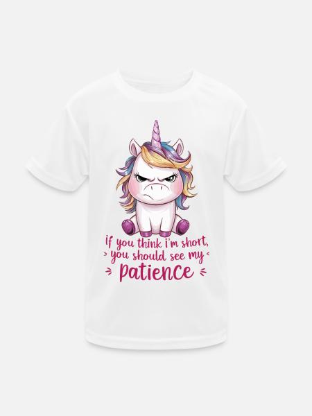 Süsses kleines Einhorn am Ende mit der Geduld - Kinder Funktions-T-Shirt - Weiß